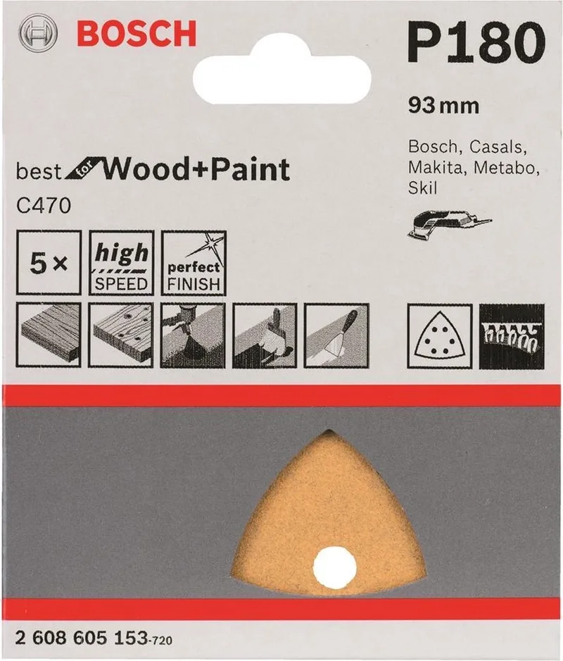 Bosch - 5-delige schuurbladenset 93 mm, 180 de Bosch – image du produit