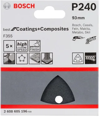 Bosch - 5-delige schuurbladenset 93 mm, 240 by Bosch Professional – product image 1 of 3