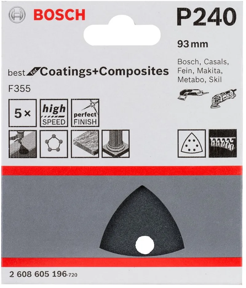 Bosch - 5-delige schuurbladenset 93 mm, 240 by Bosch Professional – product image 1 of 3
