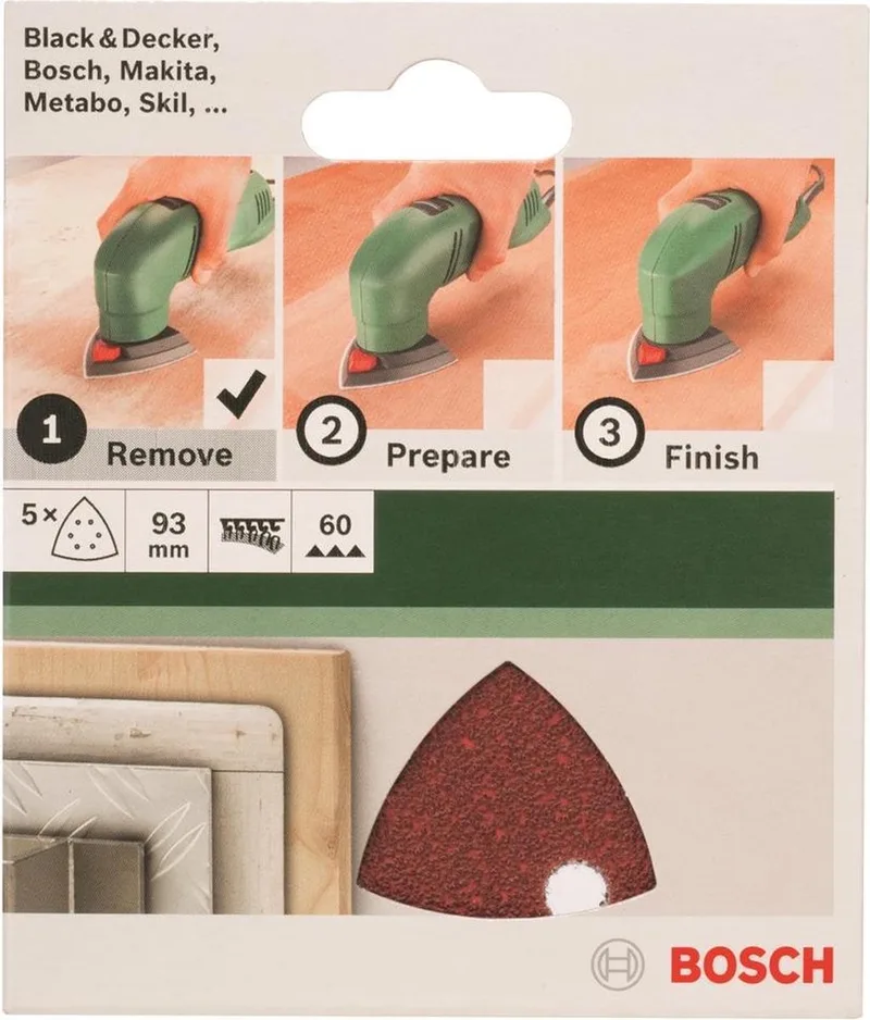 Bosch 5-delige schuurbladset voor deltaschuurmachines 93 mm - korrel 60 fra Bosch Professional – produktbillede