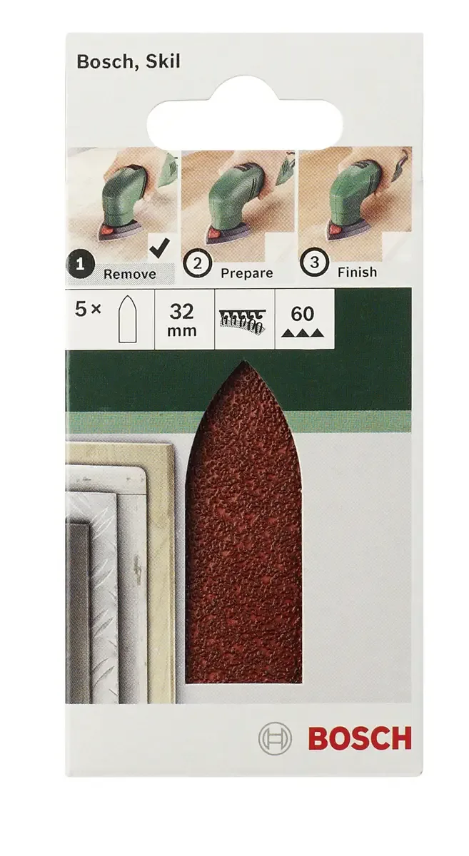 Bosch 5-delige schuurbladset voor deltaschuurmachines, adapter 32 mm - korrel 80 de Bosch Professional – image du produit 2 sur 2