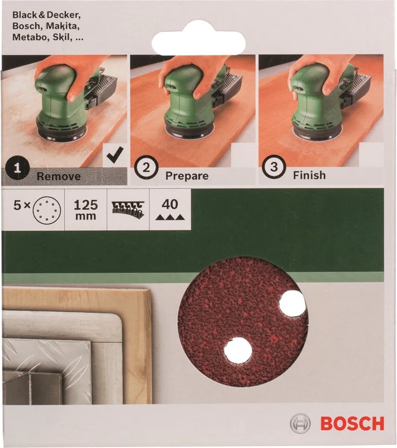 Bosch 5-delige schuurbladset voor excenterschuurmachines 125 mm geperforeerd - korrel 40 von Bosch Professional – Produktbild 1 von 2