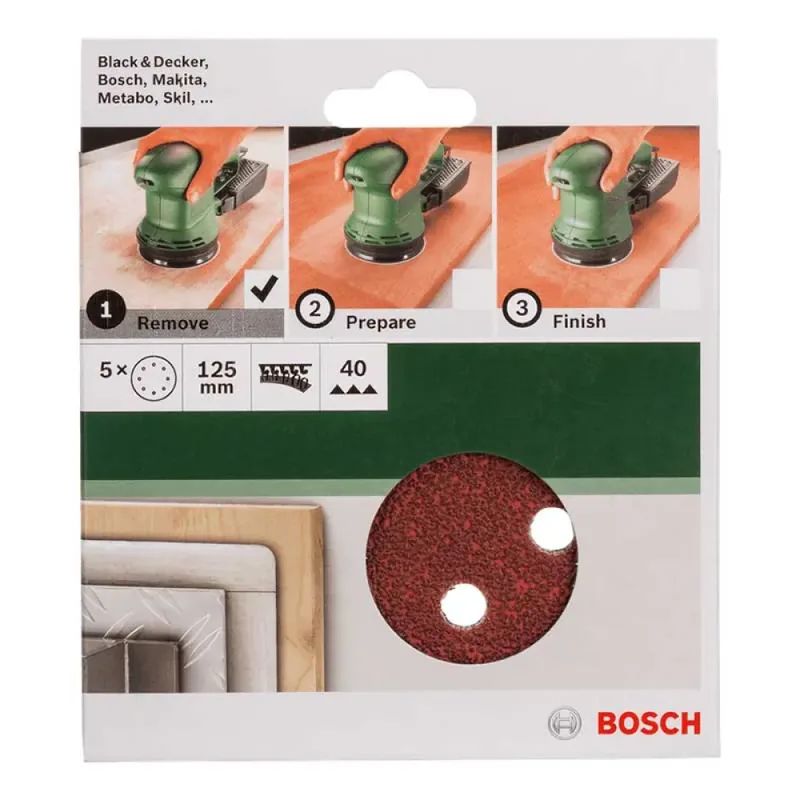 Bosch 5-delige schuurbladset voor excenterschuurmachines 125 mm geperforeerd - korrel 240 by Bosch Professional – product image 2 of 2