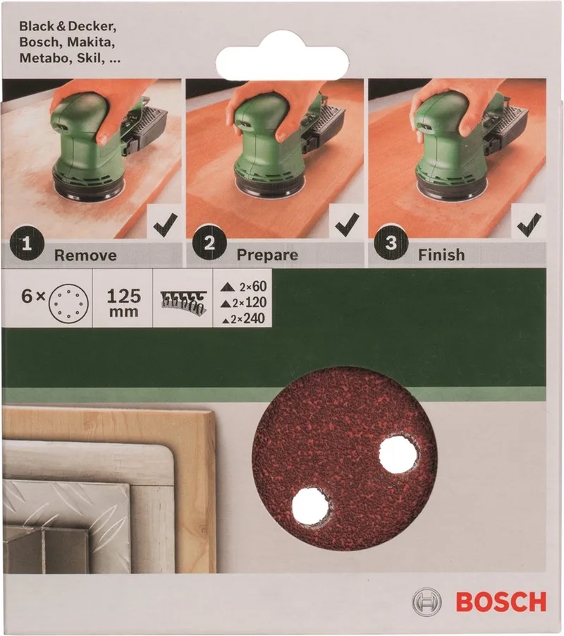 Bosch 6-delige schuurbladset voor excenterschuurmachines 125 mm - korrel 60; 120; 240 de Bosch Professional – image du produit