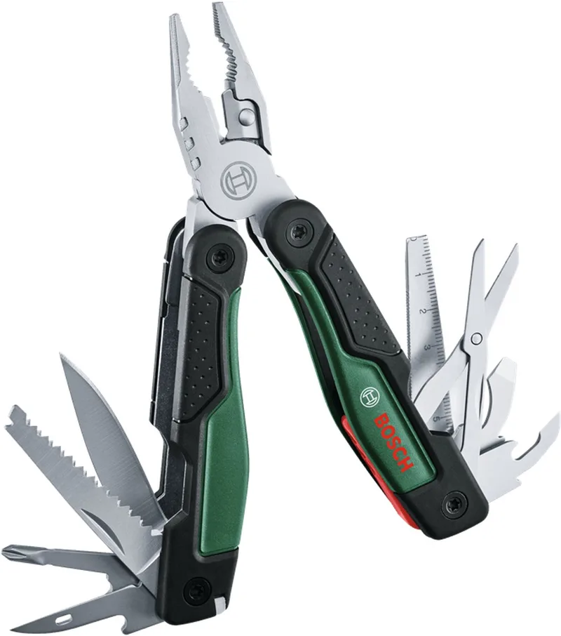 BOSH - 16-in-1 multitool - Roestvrij staal softgrip vergrendelingsfunctie 16 functies van Bosch, Groen – productafbeelding