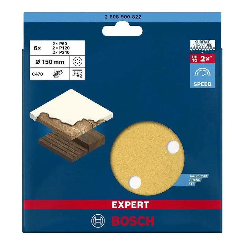 C470 Sanding Discs 6pcs van Bosch – productafbeelding 3 van 5