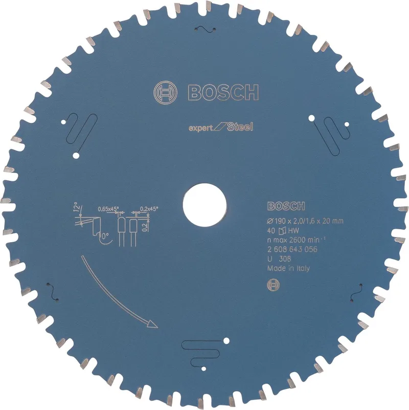 Circular saw blade Expert for Steel 190 x 20 x 2,0 mm, 40 van Bosch – productafbeelding