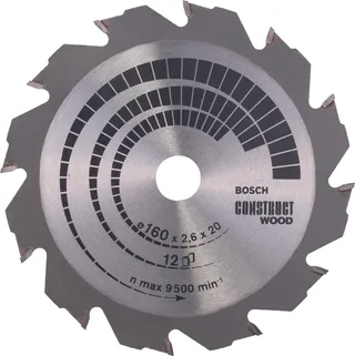 Cirkelzaagblad Construct Wood 160 x 20/16 x 2,6 mm, 12 von Bosch Professional – Produktbild 1 von 2