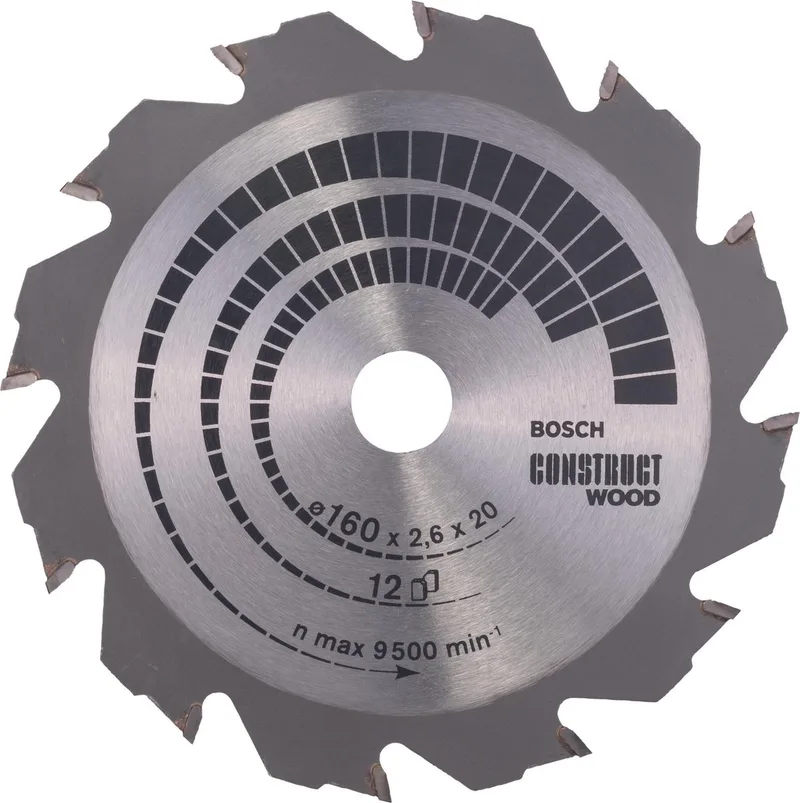 Cirkelzaagblad Construct Wood 160 x 20/16 x 2,6 mm, 12 von Bosch Professional – Produktbild 1 von 2