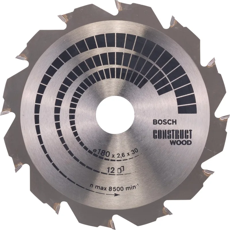 Cirkelzaagblad Construct Wood 180 x 30/20 x 2,6 mm, 12 van Bosch – productafbeelding
