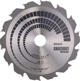 Cirkelzaagblad Construct Wood 210 x 30 x 2,8 mm, 14 van Bosch – productafbeelding 1 van 2
