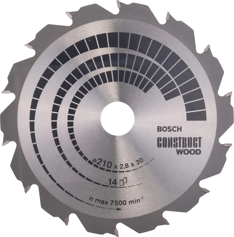 Cirkelzaagblad Construct Wood 210 x 30 x 2,8 mm, 14 van Bosch – productafbeelding 1 van 2