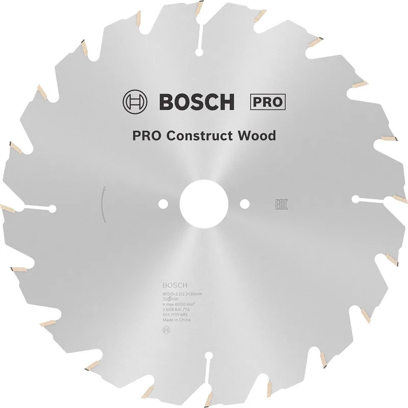 Cirkelzaagblad Construct Wood 250 x 30 x 3,2 mm, 20- geschikt voor alle merken fra Bosch Professional – produktbillede