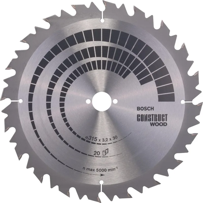 Cirkelzaagblad Construct Wood 315 x 30 x 3,2 mm - 20 tanden van Bosch – productafbeelding 1 van 2