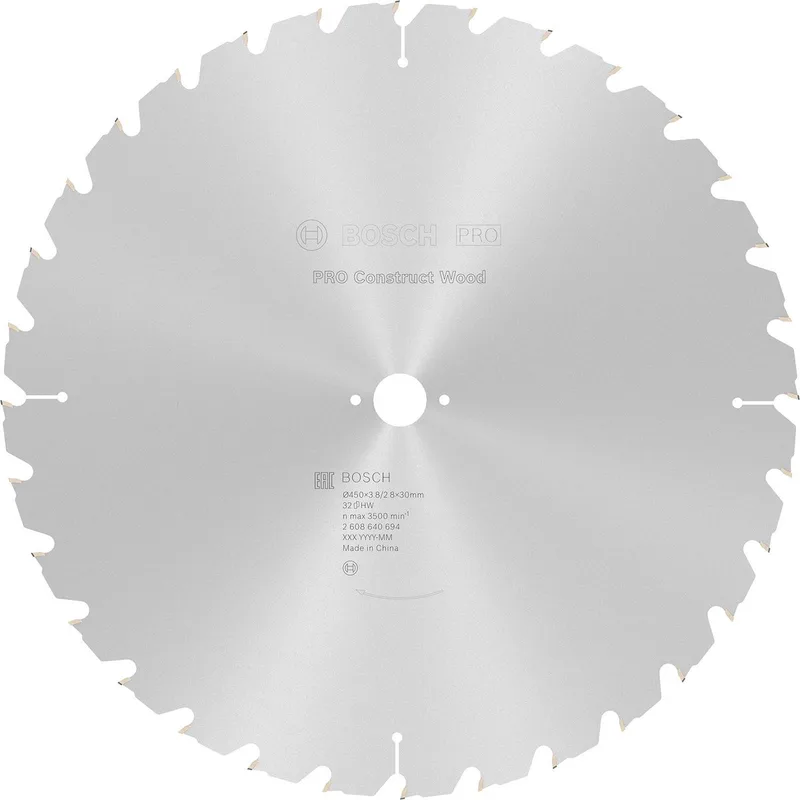 Cirkelzaagblad Construct Wood 450 x 30 x 3,8 mm, 32 de Bosch Professional – image du produit 1 sur 2
