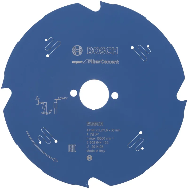 cirkelzaagblad fiber cement - 190 x 30 x 2,2 mm - T4 - 2608644125 de Bosch Professional – image du produit