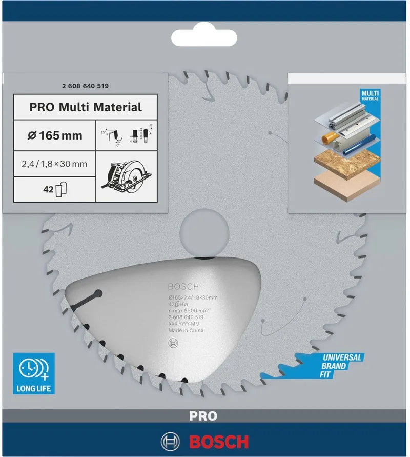 Cirkelzaagblad Multi Material 165 x 30/20 x 2,4 mm, 42 by Bosch – product image 1 of 2