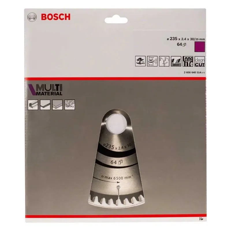 Cirkelzaagblad Multi Material 235 x 30/25 x 2,4 mm - 64 tanden de Bosch Professional – image du produit 2 sur 2