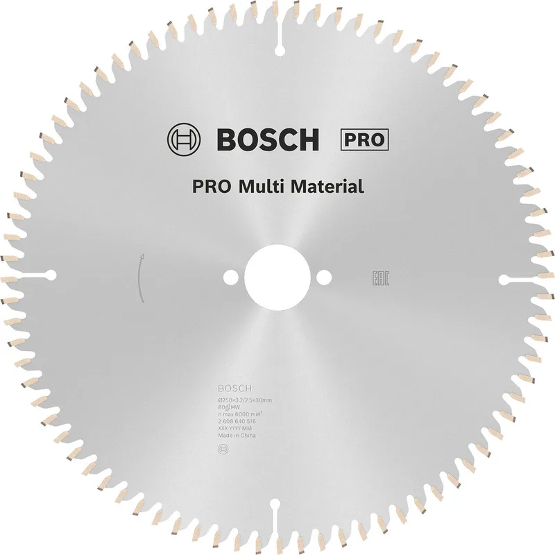Cirkelzaagblad Multi Material 250 x 30 x 3,2 mm - 80 tanden van Bosch – productafbeelding 1 van 5