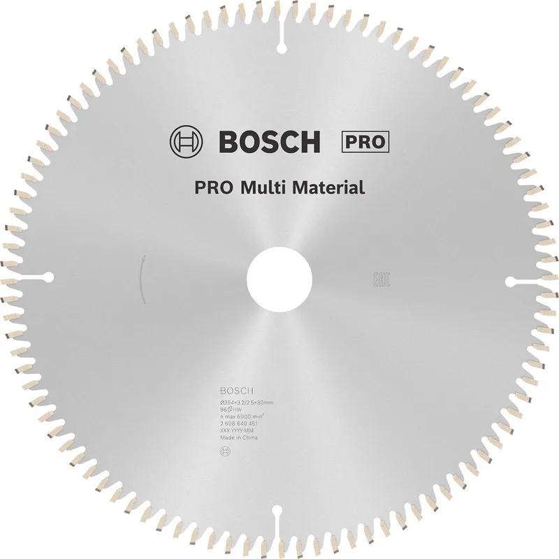 Cirkelzaagblad Multi Material 254 x 30 x 3,2 mm, 96 von Bosch – Produktbild 1 von 2