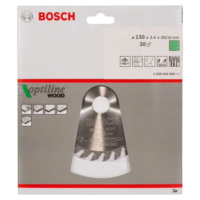 Cirkelzaagblad Optiline Wood 130 x 20/16 x 2,4 mm, 30 de Bosch Professional – image du produit 2 sur 2