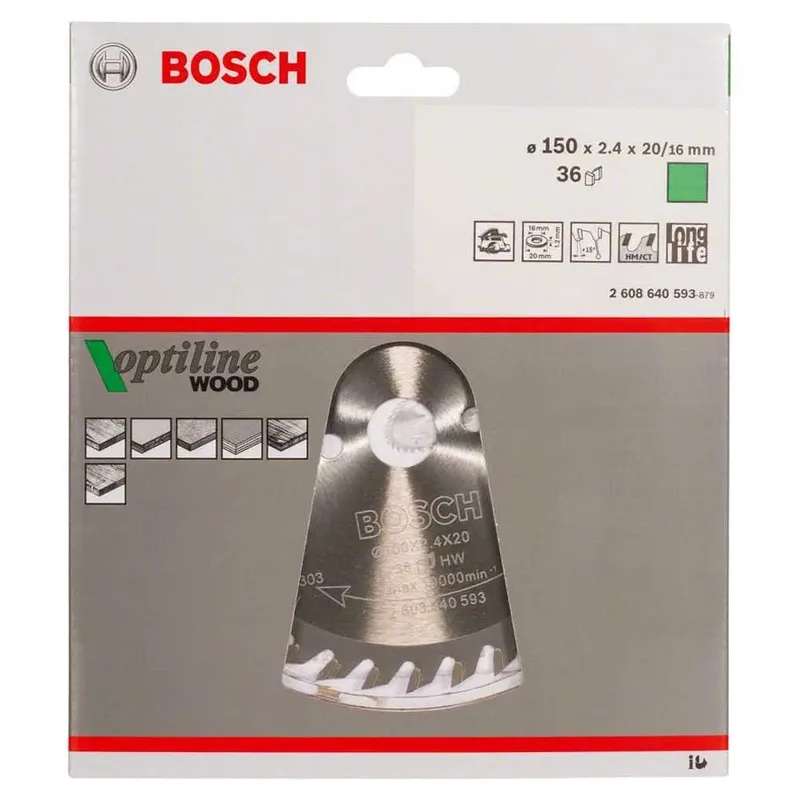 Cirkelzaagblad Optiline Wood 150 x 20/16 x 2,4 mm, 36 von Bosch Professional – Produktbild 2 von 2
