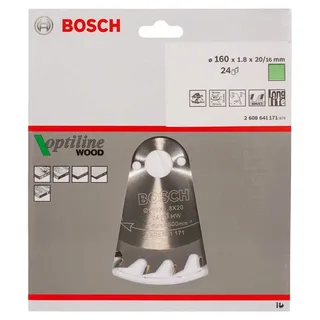 Cirkelzaagblad Optiline Wood 160 x 20/16 x 1,8 mm, 24 de Bosch Professional – image du produit 2 sur 2