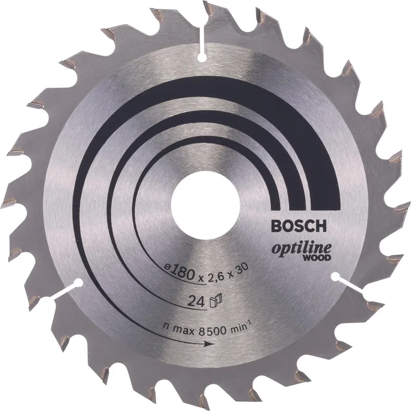 Cirkelzaagblad Optiline Wood 180 x 30/20 x 2,6 mm, 24 de Bosch Professional – image du produit