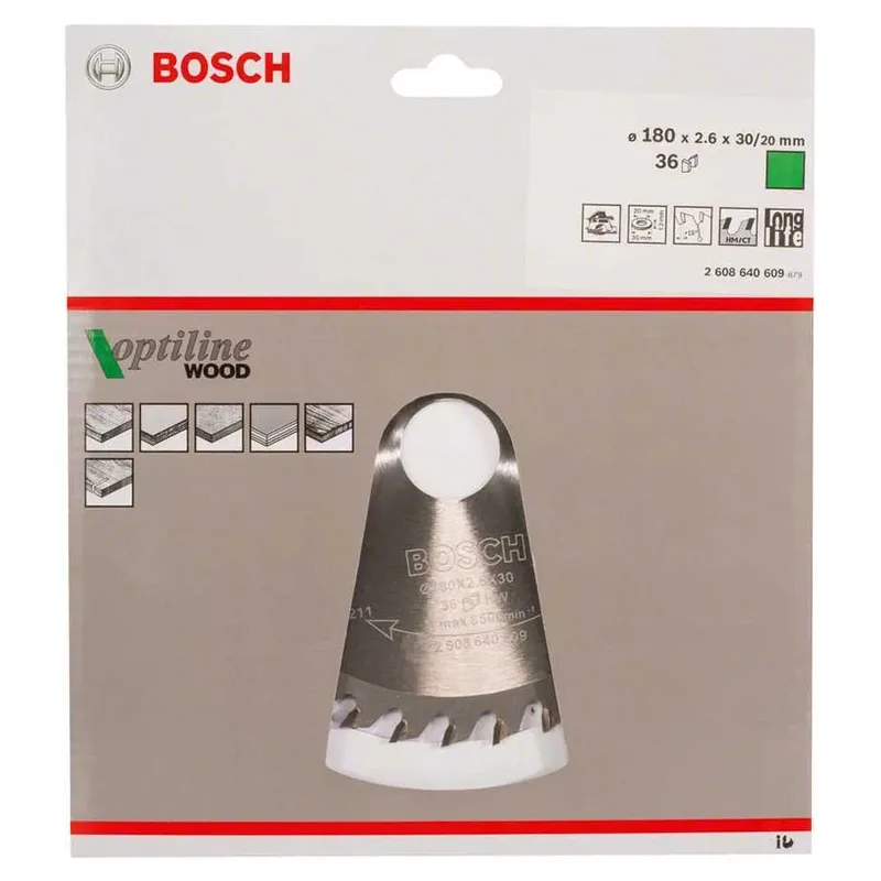Cirkelzaagblad Optiline Wood 180 x 30/20 x 2,6 mm, 36 de Bosch Professional – image du produit 2 sur 2