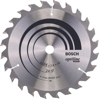 Cirkelzaagblad Optiline Wood 184 x 16 x 2,6 mm - 24 tanden de Bosch Professional – image du produit 1 sur 2
