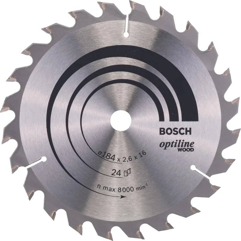 Cirkelzaagblad Optiline Wood 184 x 16 x 2,6 mm - 24 tanden de Bosch Professional – image du produit 1 sur 2