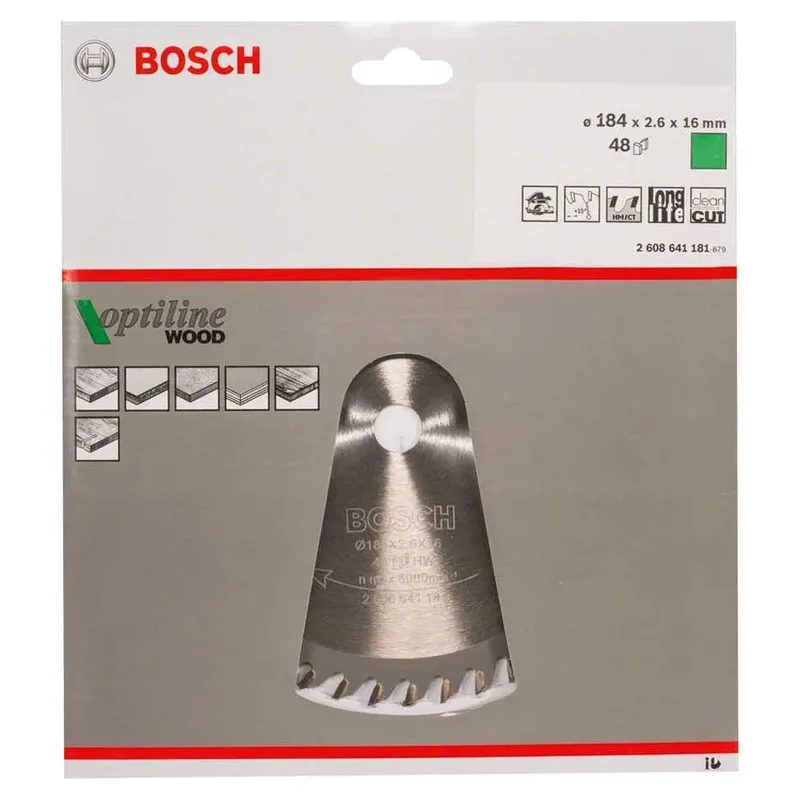 Cirkelzaagblad Optiline Wood 184 x 16 x 2,6 mm - 48 tanden de Bosch Professional – image du produit 2 sur 2
