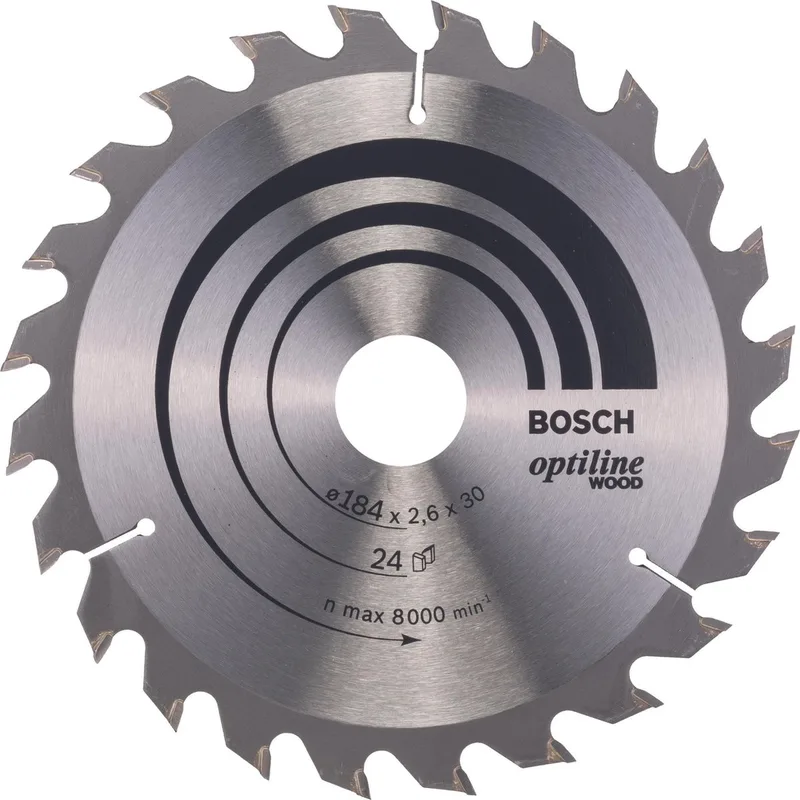 Cirkelzaagblad Optiline Wood 184 x 30 x 2,6 mm, 24 de Bosch Professional – image du produit