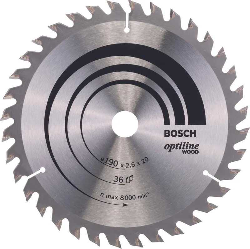 Cirkelzaagblad Optiline Wood 190 x 20/16 x 2,6 mm, 36 de Bosch Professional – image du produit