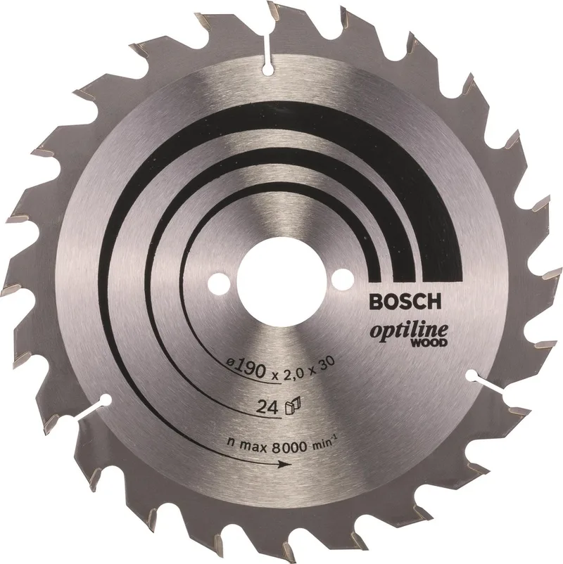 Cirkelzaagblad Optiline Wood 190 x 30 x 2,0 mm, 24 by Bosch Professional – product image 1 of 2