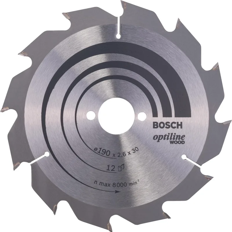Cirkelzaagblad Optiline Wood 190 x 30 x 2,6 mm, 12 de Bosch Professional – image du produit