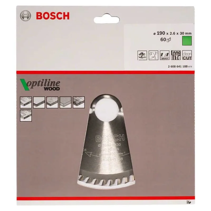 Cirkelzaagblad Optiline Wood 190X30X2,6 - 60 tanden von Bosch Professional – Produktbild 2 von 2