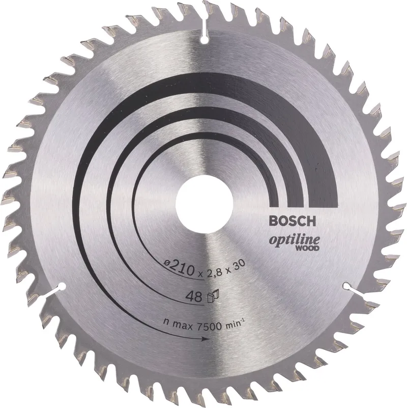 Cirkelzaagblad Optiline Wood - 210 x 30 x 2,8 mm - 48 tanden van Bosch – productafbeelding 1 van 2
