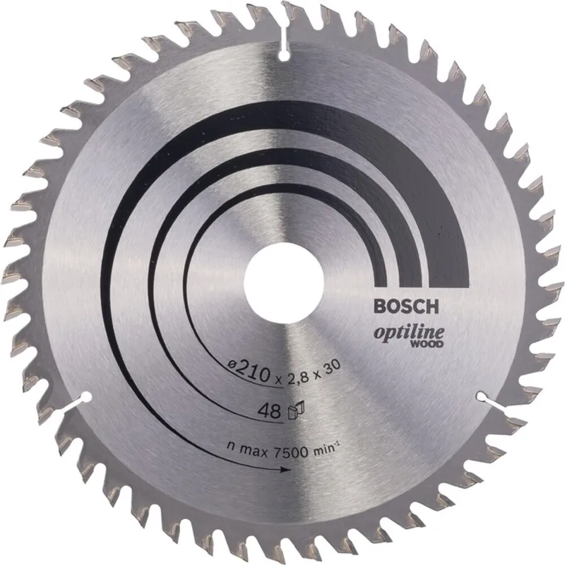 Cirkelzaagblad Optiline Wood - 210 x 30 x 2,8 mm - 48 tanden van Bosch – productafbeelding 2 van 2