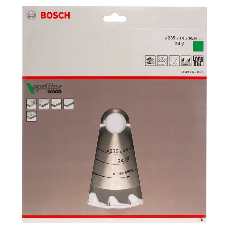 Cirkelzaagblad Optiline Wood 235 x 30/25 x 2,8 mm, 24 de Bosch Professional – image du produit 2 sur 2