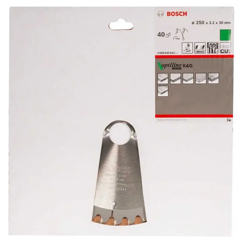 Cirkelzaagblad Optiline Wood 250 x 30 x 3,2 mm, 40 von Bosch Professional – Produktbild 2 von 2