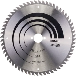 Cirkelzaagblad Optiline Wood 250 x 30 x 3,2 mm, 60 van Bosch – productafbeelding 2 van 2