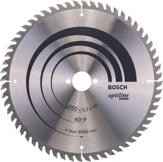 Cirkelzaagblad Optiline Wood 250 x 30 x 3,2 mm, 60 van Bosch – productafbeelding 1 van 2