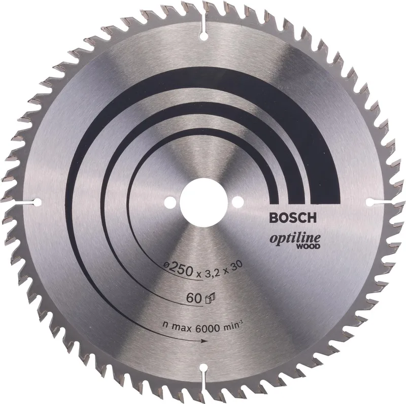 Cirkelzaagblad Optiline Wood 250 x 30 x 3,2 mm, 60 van Bosch – productafbeelding 1 van 2