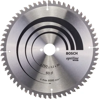 Cirkelzaagblad Optiline Wood 250 x 30 x 3,2 mm - 60 tanden van Bosch – productafbeelding 2 van 2