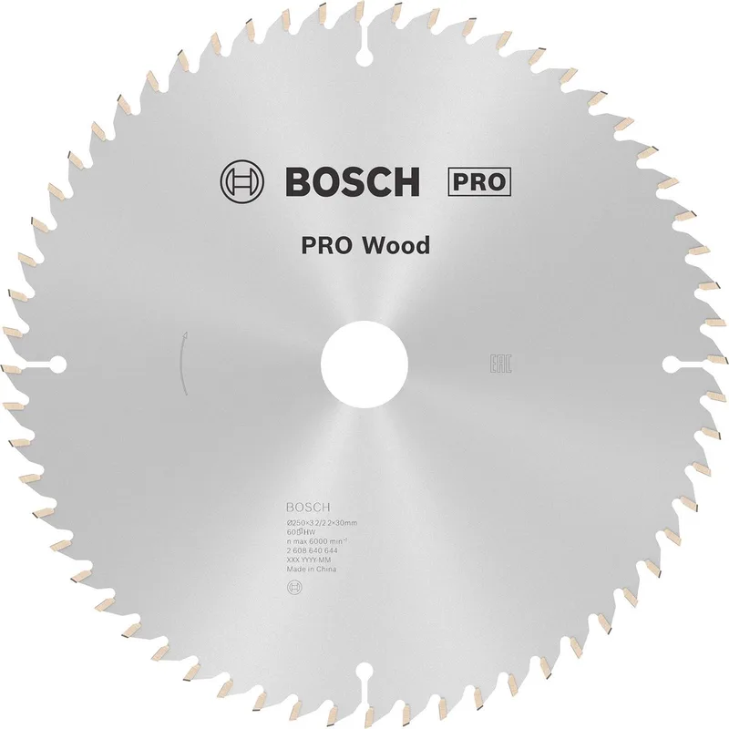 Cirkelzaagblad Optiline Wood 250 x 30 x 3,2 mm - 60 tanden van Bosch – productafbeelding 1 van 2