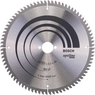 Cirkelzaagblad Optiline Wood 250 x 30 x 3,2 mm, 80 by Bosch Professional – product image 1 of 2