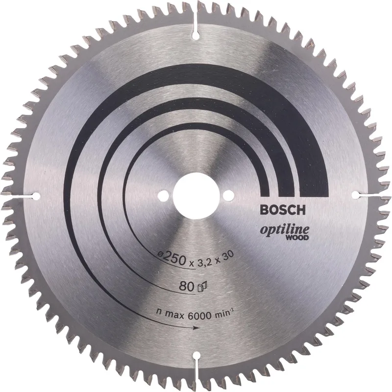 Cirkelzaagblad Optiline Wood 250 x 30 x 3,2 mm, 80 by Bosch Professional – product image 1 of 2