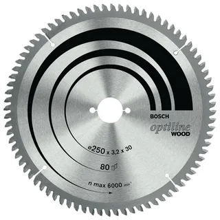 Cirkelzaagblad Optiline Wood 250 x 30 x 3,2 mm, 80 by Bosch Professional – product image 2 of 2