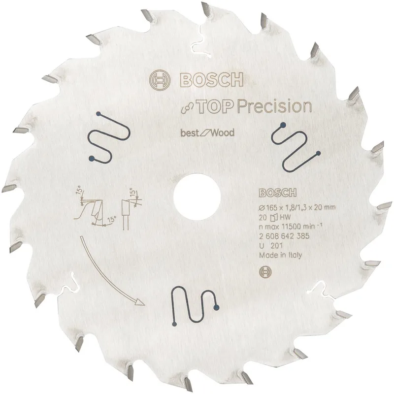 Cirkelzaagblad Top Precision Best for Wood 165 x 20 x 1,8 mm, 20 de Bosch Professional – image du produit